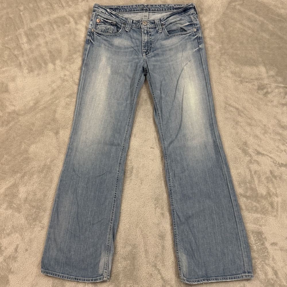 Big Star Jeans Women 31R Low Rise Bootcut Light Wash Distressed Stretch Denim